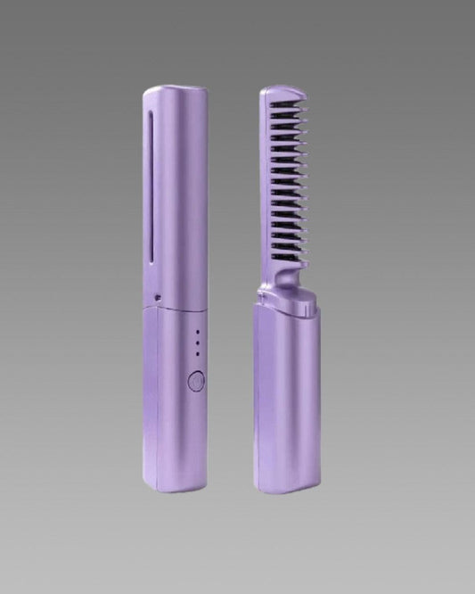 Vezzo Portable Mini Hair Straightener Cordless Rechargeable Mini Adjustable Hair Straightener Hot Comb